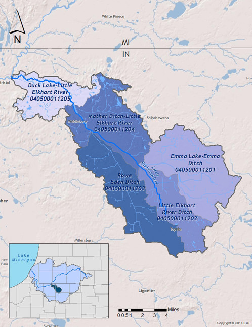 Little Elkhart River Watershed Map